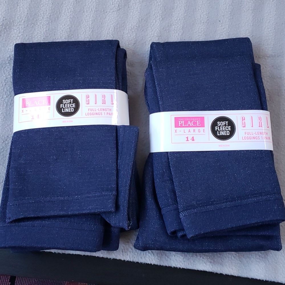 The Children's Place Girls Soft Fleece Lined Full Length XL 14 (2 pairs)